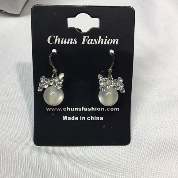 Crystal Bow Tie Ball Drop Earrings (UC3) - Picture 1 of 5